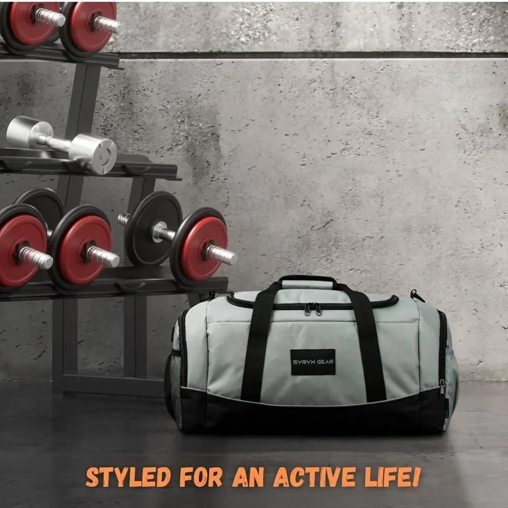 Syryx Gear Gym Bag Unisex Sports Duffle Bag Separate Wet Pocket, Shoe Spaces NWT